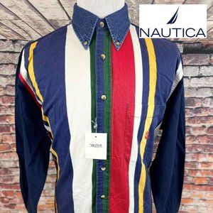 Nautica Vtg Retro Sailing Nautical Spell Out Shirt